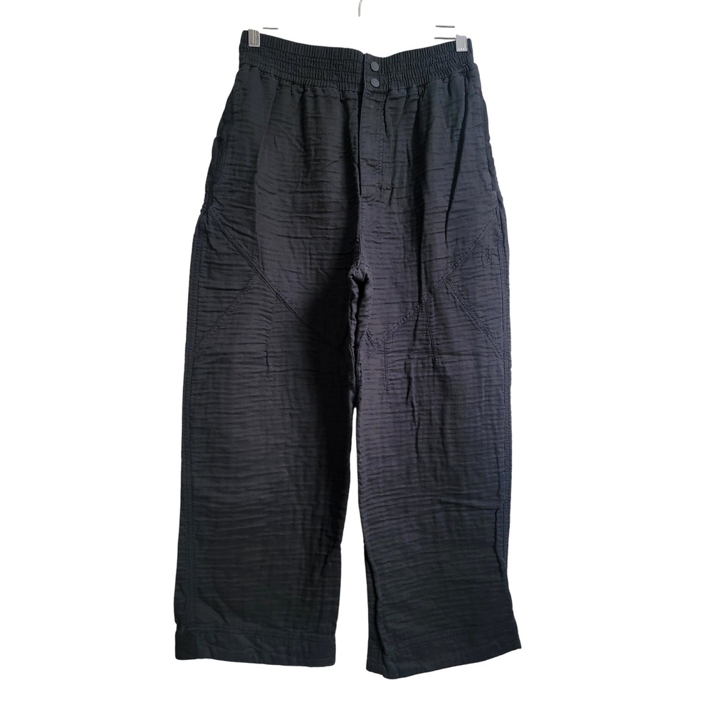 Free People Movement Black Flipside‎ Textured Pants Cropped Jogger Size Small